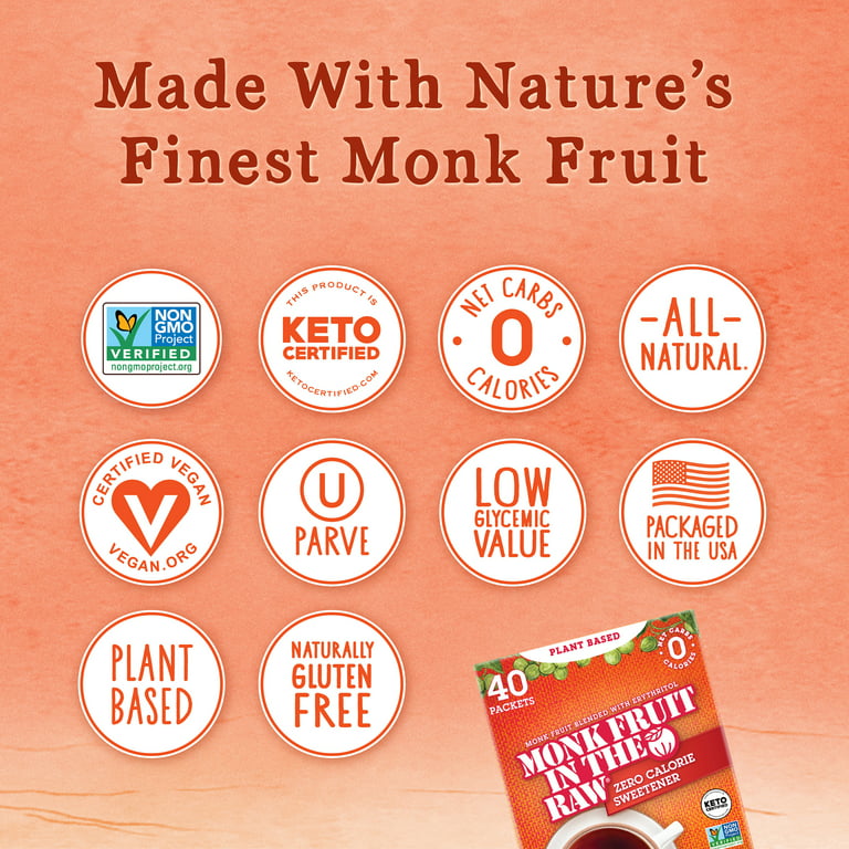MONK FRUIT IN THE RAW, Natural Monk Fruit Sweetener w/ Erythritol,  Sugar-Free Keto, Gluten Free, Zero Calorie, Low Carb, Vegan, Sugar  Substitute, 16