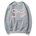 thumbnail image 5 of Round Neck Sweatshirt Women's Cute Bow Pattern Sweatshirt Long Sleeved Pullover Sweater Bow Sweater Top, 5 of 5