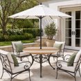 thumbnail image 2 of Round Outdoor Tablecloth with Umbrella Hole and Zipper, Burnt Orange Striped Tablecloth with Elastic Waterproof, Orange Ombre Farmhouse Stripes Patio Table Covers for 36" - 44" Picnic Pool Tables, 2 of 9