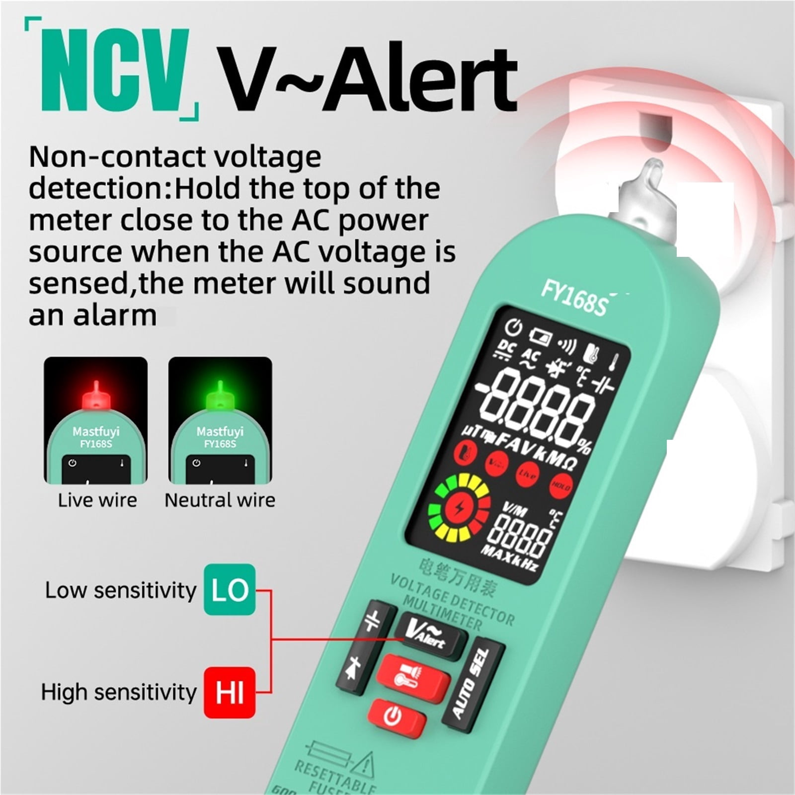Smart Digital Multimeter Rechargeable Electronic Tester AC DC Contactless NCV Automatic Test Easy Operate ,Battery Test