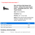 thumbnail image 2 of Rear Left Driver Side Bumper End - Chrome - without Park Assist Sensor Holes - Compatible with 2016 - 2019 Toyota Tacoma 2017 2018 2020 2021, 2 of 2
