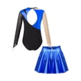 thumbnail image 2 of inlzdz Sheer Mesh Long Sleeve Gymnastics Leotards for Girls Sparkle Ballet Dance Skating Costume Royal Blue 8, 2 of 7