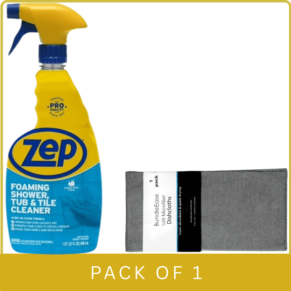 Zep Foaming Tub and Tile Cleaner with Microfiber Solid Color Towel by BundleEase