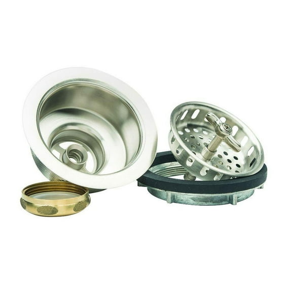 BrassCraft SS 3-1/2" Wing Nut Locking Style Basket Strainer with Nut and Washer