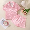 thumbnail image 2 of Kids Girls Satin Pajamas Set Stripes Girls Button Down Pajamas Set Girls' Fashion Pajamas Set Girls Pajamas Size 9-10 Years Cute&nbsp;Boy Girl&nbsp;Clothing, 2 of 9
