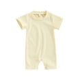 thumbnail image 1 of Franhais Baby Boy Girl Summer Jumpsuit Short Sleeve Round Neck Solid Color Ribbed Romper, 1 of 9