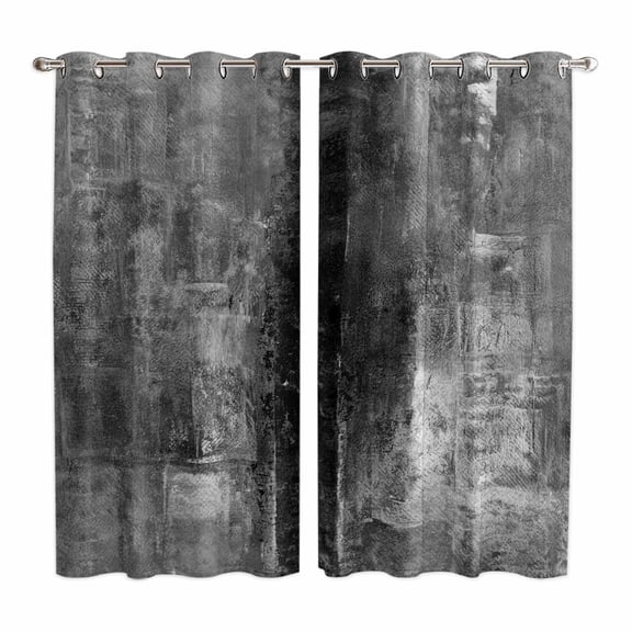 Gray Kitchen Curtains 63 Inch Length, Retro Oil Painting Modern Abstract Art Aesthetics Grommet Top Bedroom Living Room Curtains, Light Filtering Cafe Curtain Drapes 2 Panels Set 84''x63''