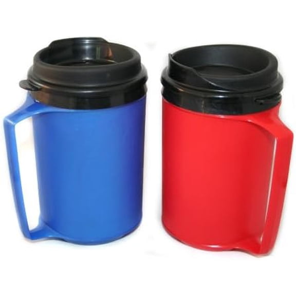 2 ThermoServ Insulated Coffee Mugs 12 oz (1) Blue & (1) Red$$Home Decor, Kitchen, & Other