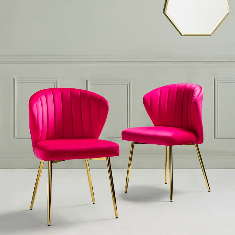 Hot pink velvet dining chairs deals
