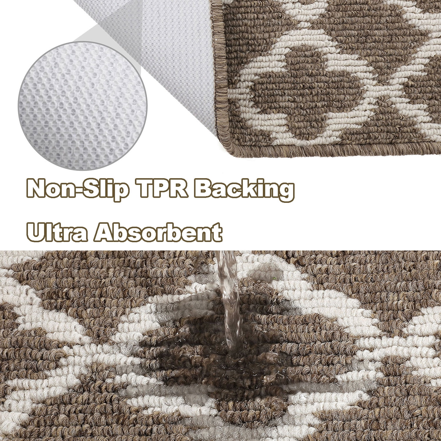Yamaziot 1.7'x5' Runner Rug Long Farmhouse Kitchen Laundry Room Rug, Doormat Non Slip Washable Hallway Area Rug, Brown