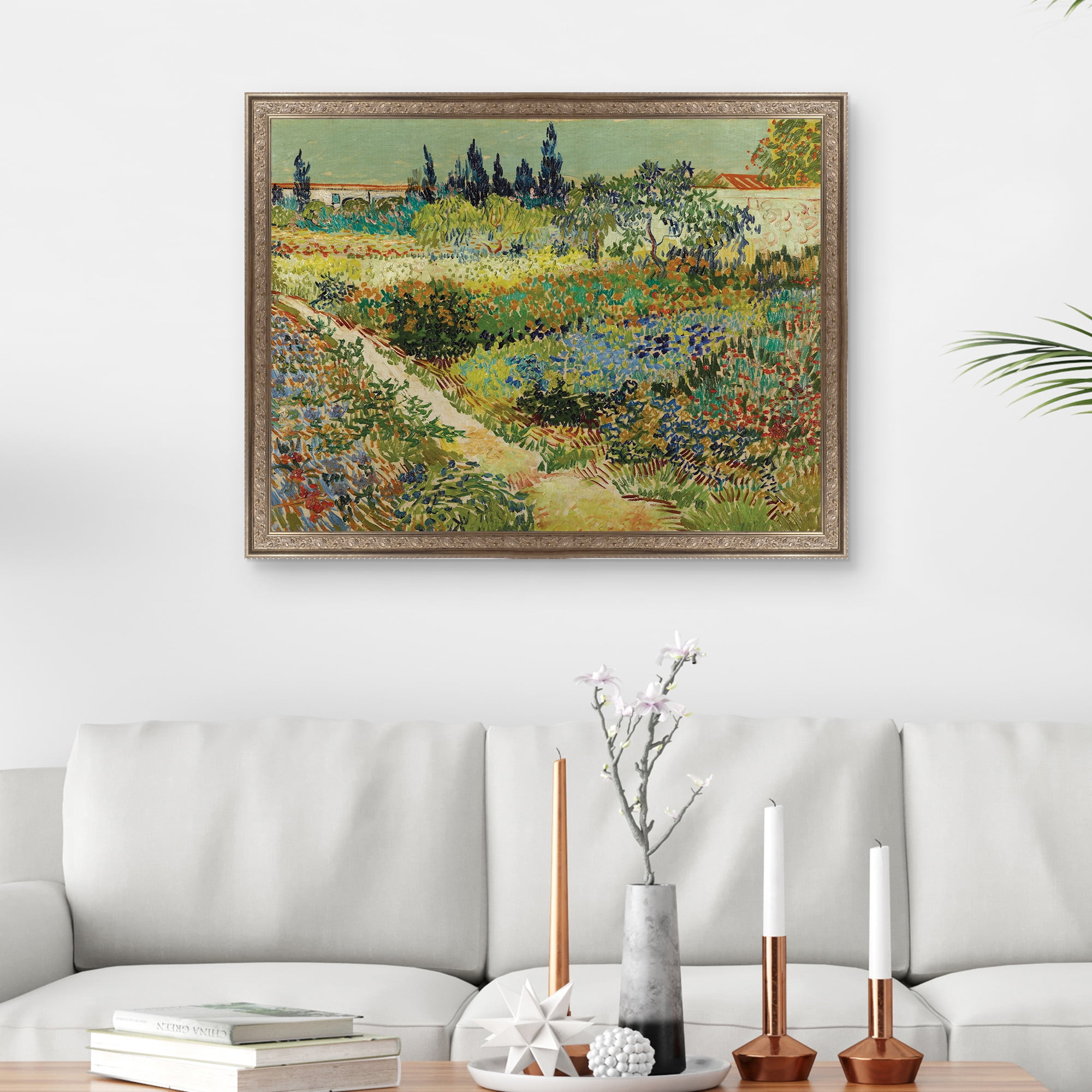 Garden at Arles Framed Canvas