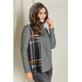 thumbnail image 2 of Terry Black Plaid Accent Color Block Double Layered Hoodie, 2 of 4
