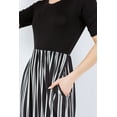 thumbnail image 4 of Celeste Design Woman’s Black Stripe Maxi Dress with Side Pockets and Short Sleeves Black Stripe-1X, 4 of 5