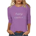 thumbnail image 1 of Plebaso Hauts de Pâques à Manches 3/4 pour Femmes, Imprimé Mignon, Col Rond, Blouses Amples pour Femmes, 1 of 6