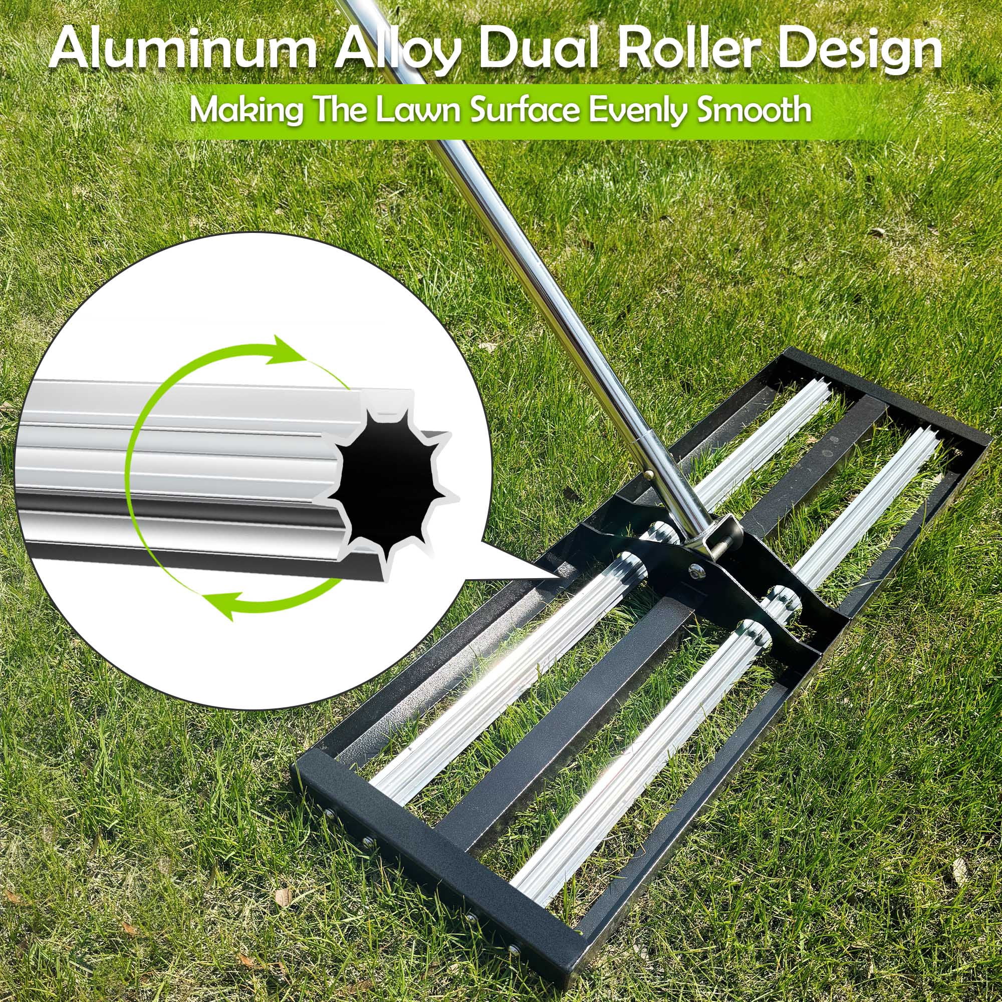 40"x10" Lawn Leveling Rake with Stainless Steel Handle, Durable Lawn Leveler Tool for Lawn, Yard & Garden