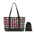 thumbnail image 7 of FORMRS Canvas Laptop Tote Bag for Women with 15.6" Computer Compartments Shoulder Handbag, Colorful Block Pattern, 7 of 7