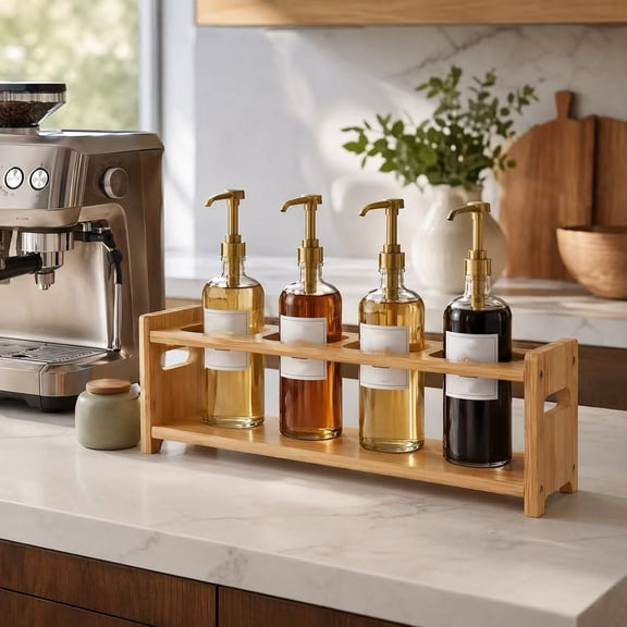 Coffee Syrup Stand Sink Condiment Bottle Organizer Storage Rack, Coffee Bar Accessories for Countertop, Syrup Rack for Coffee Station