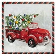 thumbnail image 1 of 16.5" Hand Painted Embossed Square Glass Bird Bath, Winter Farm Truck, 1 of 2