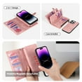 thumbnail image 3 of ELEHOLD Multi-Functional Wallet Case for iPhone 15 Pro Max,with Large Capacity 11 Card Slots Zipper Bag Magnetic Detachable Case Wriststrap Shockproof Luxury Case for iPhone 15 Pro Max 6.7", Pink, 3 of 7