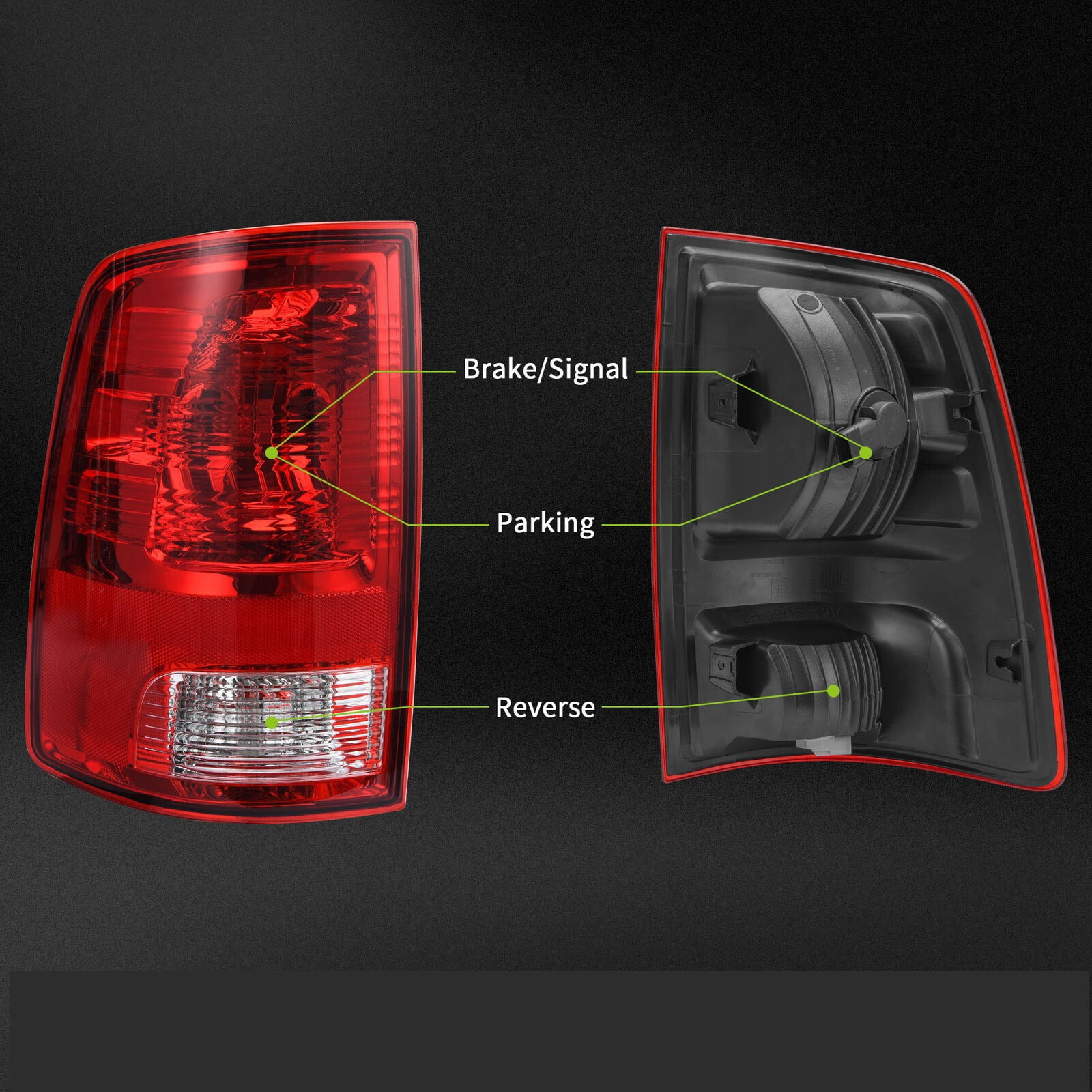 RVNI Tail Lights Replace Brake Rear Lamp For 2009-2018 Dodge Ram 1500 10-18 2500 3500
