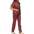 thumbnail image 4 of INSPIRE CHIC Ensemble de Pyjama en Satin pour Femme Soie Floral Manches Courtes Haut et Pantalon 2 Pcs Pyjamas TG Rouge, 4 of 6
