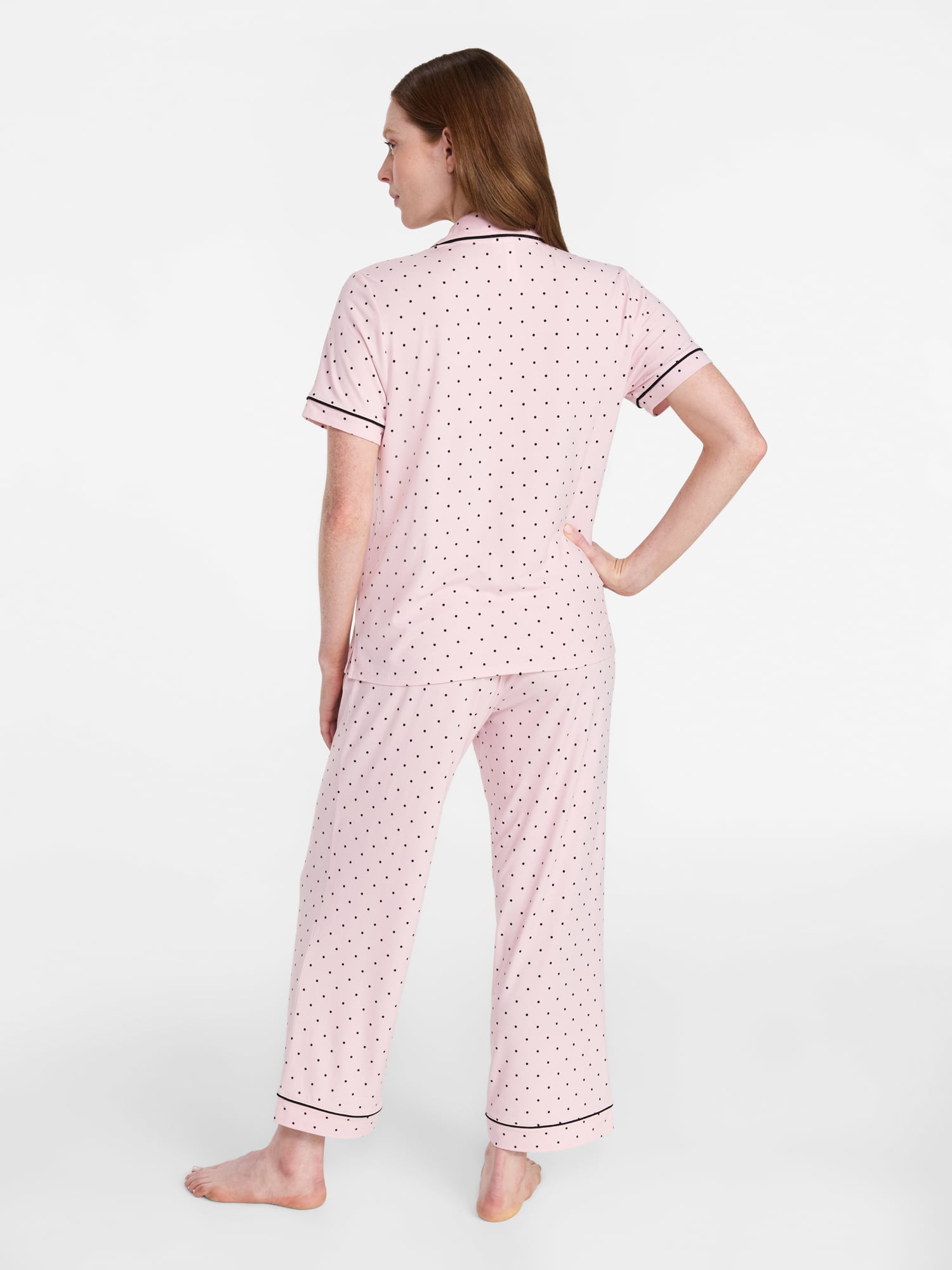 Joyspun Women's Dreamy Soft Collection Notch Collar Top and Capri Pants Pajama Set, 2-Piece, Sizes XS-3X