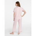 thumbnail image 4 of Joyspun Women's Dreamy Soft Collection Notch Knit Top and Capri Pants Pajama Set, 2-Piece, Sizes XS-3X, 4 of 6