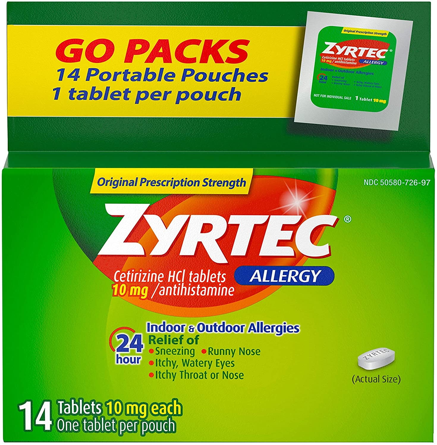 Zyrtec Allergy 10 mg Tablets 14 Ct. (Pack of 4)
