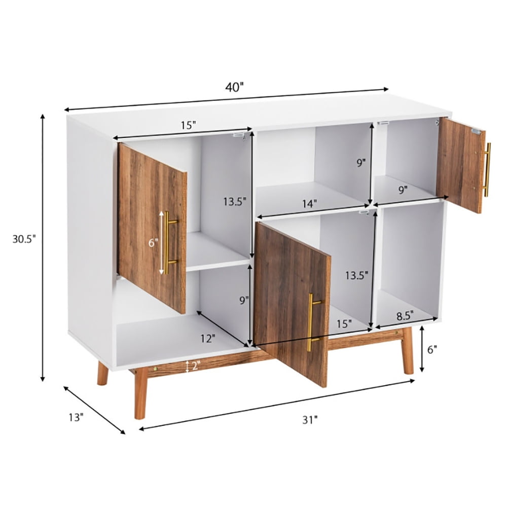Finihen Storage Cabinet, Sideboard Storage Cabinet with Storage Compartments, for Living Room, Home, Office, Entryway, Brown