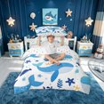 thumbnail image 2 of meiyoeat Cute Ocean Jellyfish Star Whale Twin Duvet Cover for Boys Girls, Kawaii Marine Wildlife Twin Bedding, Blue White, Polkadot Reversible, 2-Piece, 1 Duvet Cover and 1 Pillowcase, 2 of 6