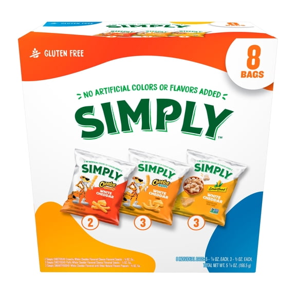 Frito-Lay Simply Cheetos and Smartfood Variety pack Snack Chips, 8 Count Multipack