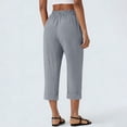 thumbnail image 3 of Women's Linen Cropped Pants Elastic Waist Wide Leg Summer Causal Capris, S, 3 of 4