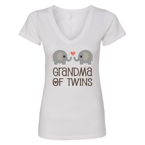 Inktastic Grandma of Twins for Grandmother Women's V-Neck T-Shirt