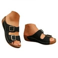 thumbnail image 3 of IUJSOY Womens Wedge Sandals Double Buckle Slip on Slippers Comfortable Arch Support Walking Shoes, 3 of 9