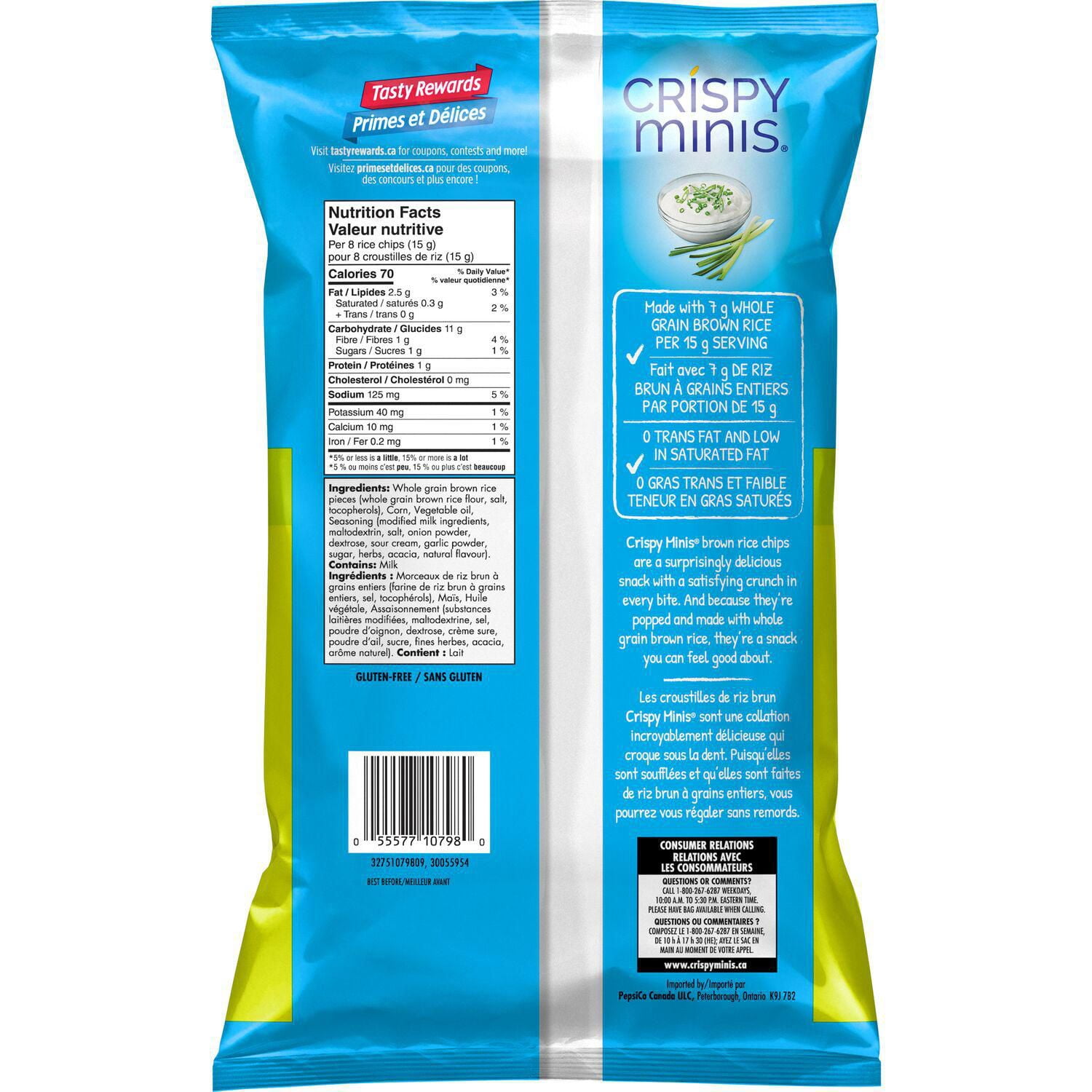 Quaker Crispy Minis Croustilles de riz brun Saveur Crème sure et oignon