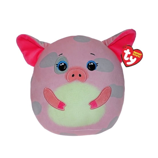 TY Squish-A-Boos Plush - HAMBONE the Pink Pig (Small Size - 8 inch)