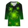 thumbnail image 5 of BLVB Womens 3/4 Sleeve Tshirt St Patricks Day Tees Shirt Shamrock Tops Casual V Neck Blouse Tops Green 12, 5 of 5