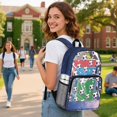 thumbnail image 3 of ZIATUBLES Clear Backpack Heavy Duty 17 Inch, Soccer Ball Star Print Fabric & PVC Transparent Bookbag With Front & Side Pockets, Sturdy See Through Backpack for School Security, 3 of 7