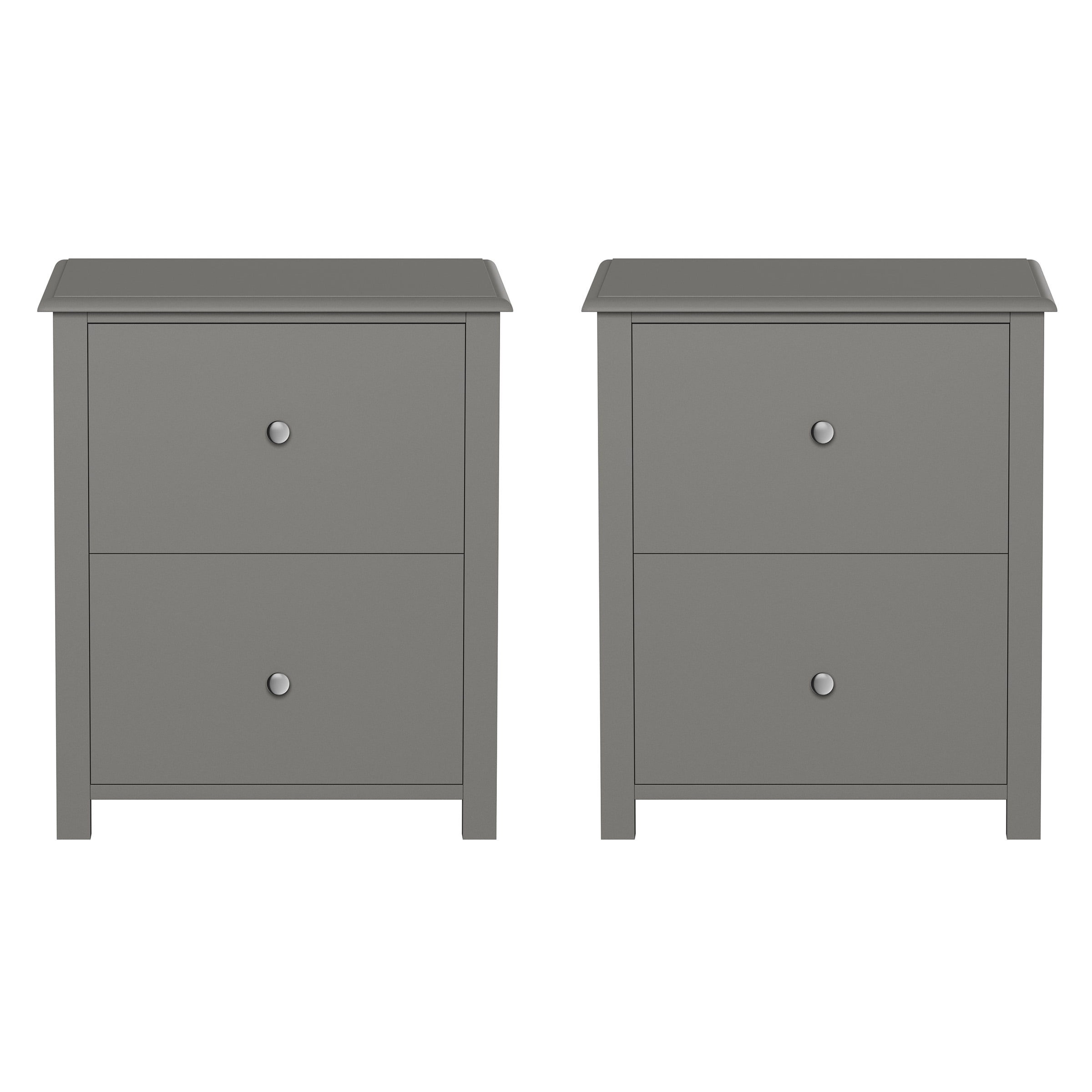 Lavish Home 22-inch End Tables with 2 Drawers (Set of 2), Gray