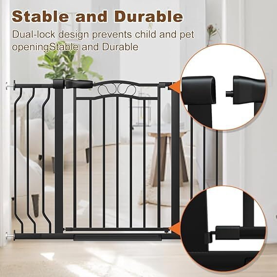 FURDEAR Extra Wide Baby Gate for Doorways 29.9"-33.6" Metals Blcak