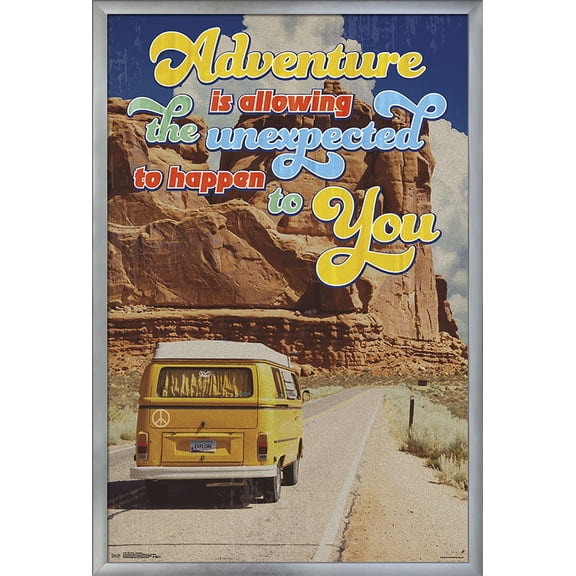 Old Van - Adventure Is Allowing The Unexpected Wall Poster, 22.375" x 34", Framed
