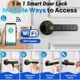thumbnail image 2 of Smart Door Lock,Blacksmith 5 in 1 Smart Door Handle with Built-in WiFi Gateway and Fingerprint,App,Password,Key,Card Unlock,Smart Lock for Door,Black, 2 of 7