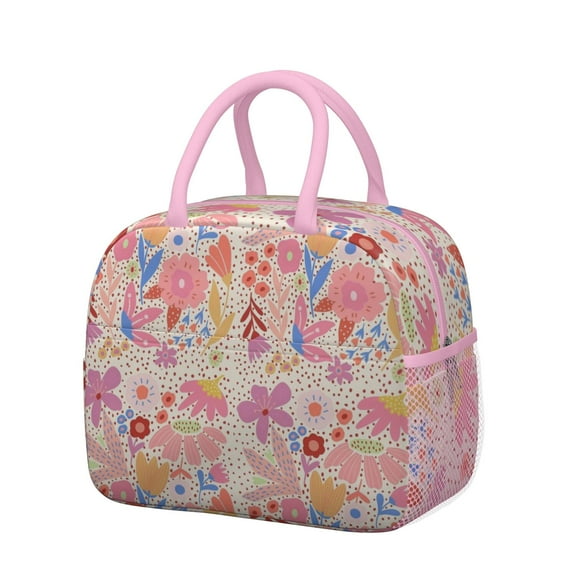 Obrewu Pioneer Flower Lunch Bag for Adult, Insulated, Leakproof, Oxford Cloth