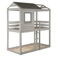 thumbnail image 3 of Donco Kids Deer Blind Child Wood Twin-over-Twin Bunk Bed with Roof and Slats Rustic Light Grey, 3 of 8