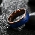thumbnail image 3 of Tioneer Tungsten Carbide Blue / Red Cured Wood Design Rose Gold Wedding Band Ring Mens Womens 8mm w/ Free Engraving, 3 of 7