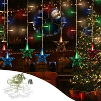 Tunhigl Christmas Star Curtain Lights with Remote, 96 LED Fairy String Lights for Holiday Party Decor - 11.5ft USB Plug In Snowflake Lights for Indoor and Outdoor Use Clear