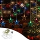 thumbnail image 1 of pstuiky Cortina de luces navideñas con forma de estrella decoración para fiestas en casa 16 estrellas 80 mini luces LED de 3,5 m para decoración navideña., 1 of 7