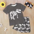 thumbnail image 2 of NOLDARES Infant Baby Boy Outfits 2 Pieces Crewneck Short Sleeve T-Shirt Tee Pattern Casual Pocket Shorts Toddler Clothes(Dark Gray,7-8Y), 2 of 6