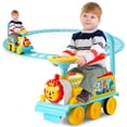 thumbnail image 1 of Gymax 6V Electric Kids Ride On Train Motorized Train Toy w/ Track & 6 Wheels Blue, 1 of 10
