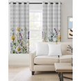 thumbnail image 2 of Yellow Flower Blackout Curtains, Light Blocking Print Window Curtains, Country Eucalyptus Lavender Daisy Plaid Grey Thermal Insulated Window Drapes for Living Room 2 Panels, 84"W x 84"L, 2 of 9